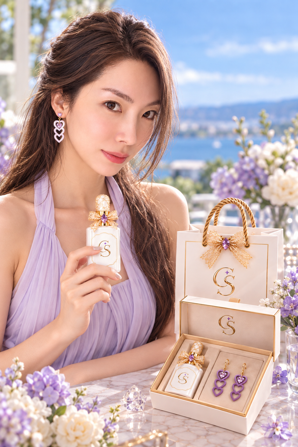 Jewelry Perfume and Earrings Set 水晶香泌與香飾套組
